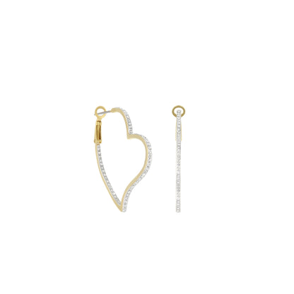 Heart Earrings by Lauren G Adams, gold-tone and silver-tone pavé heart-shaped hoops set of 2 on Tampa Home & Garden Store