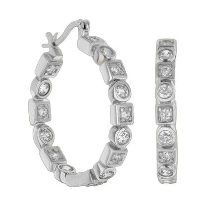 Sterling silver hoop earrings with square-set clear stones by Lauren G Adams on Tampa Home & Garden Store