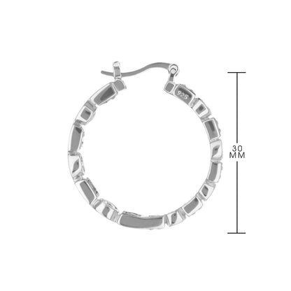 Sterling silver 30mm hoop earrings with segmented square links, 925 stamp, Lauren G Adams on Tampa Home & Garden Store