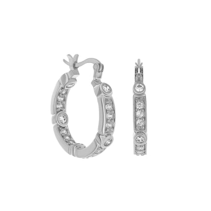 Sterling Silver Hoop Earrings by Lauren G Adams, diamond-studded hoop pair on Tampa Home & Garden Store