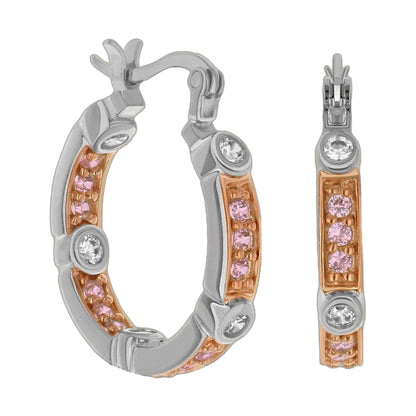 Sterling Silver And Cubic Zirconia Hoop Earrings