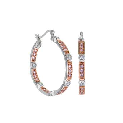 Sterling silver hoop earrings with rose-gold accents and pink stones by Lauren G Adams on Tampa Home & Garden Store