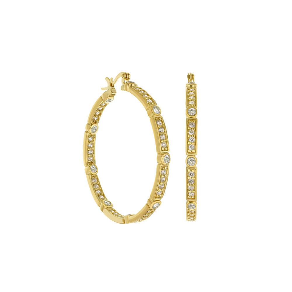 Gold-tone hoop earrings with diamond accents by Lauren G Adams, pair on Tampa Home & Garden Store