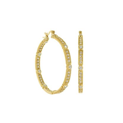 Gold-tone hoop earrings with diamond accents by Lauren G Adams, pair on Tampa Home & Garden Store