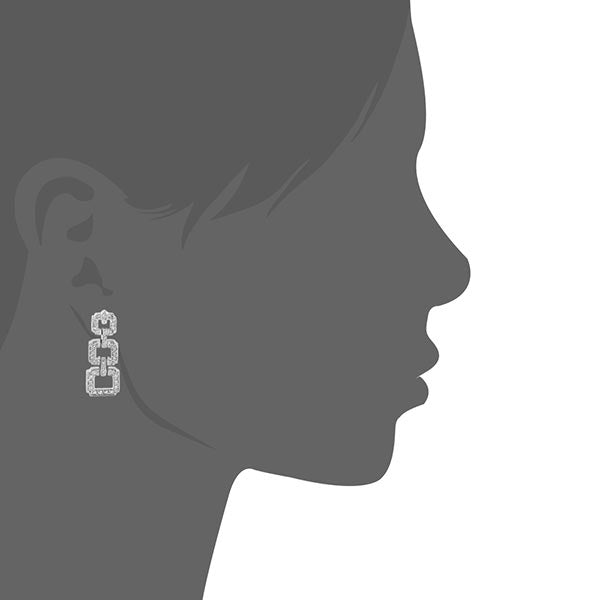 Chandelier earrings Lauren G Adams geometric square drop, silver-tone with crystals on Tampa Home and Garden Store