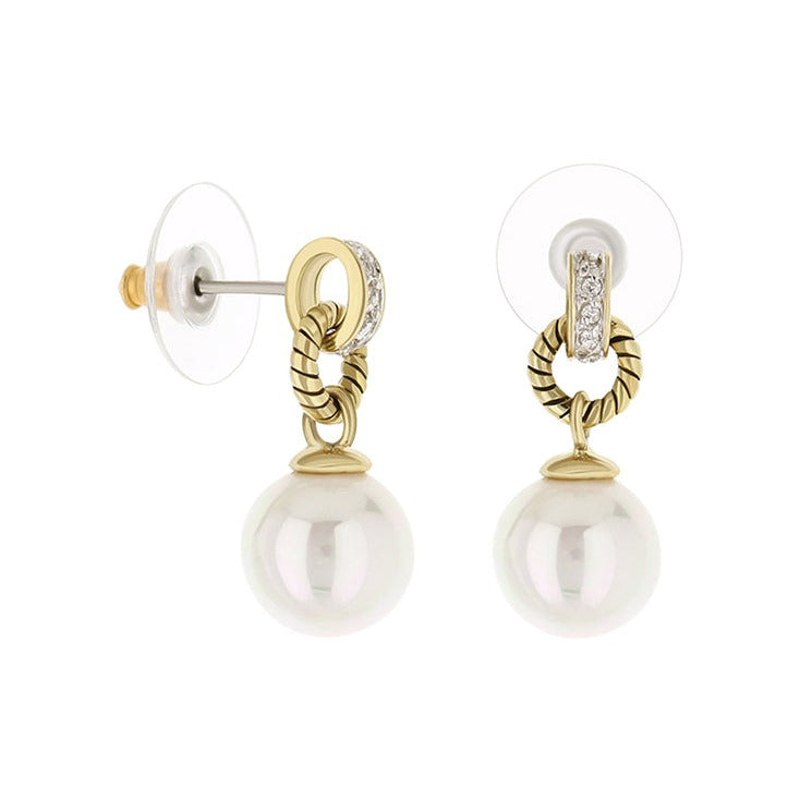 925 Vintage Pearl Earrings; gold-tone drop earrings with twisted hoops and pearl drops by Lauren G Adams on Tampa Home & Garden Store