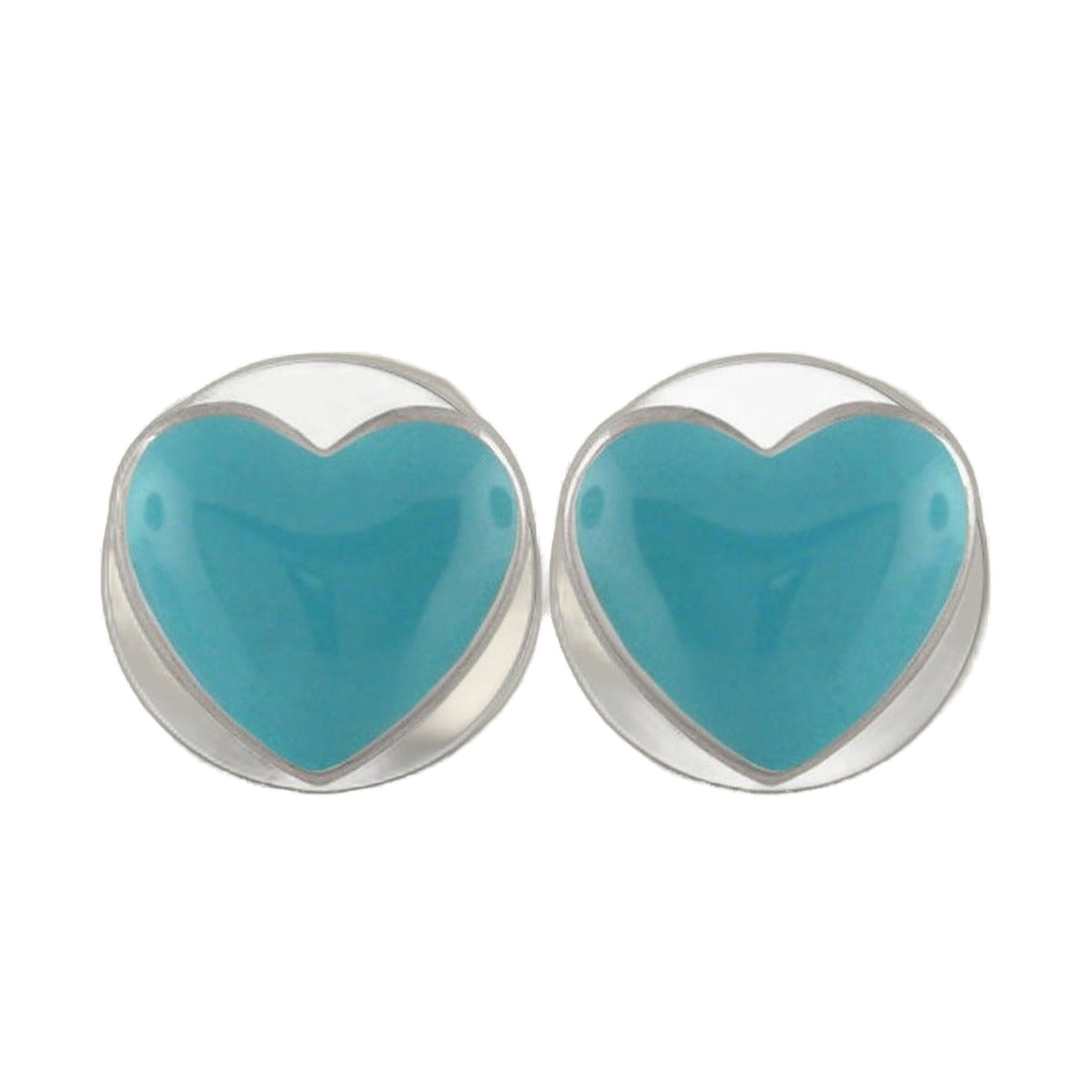 Heart Enamel Earrings turquoise heart with silver border Girl's Collection set of 2 on Tampa Home & Garden Store