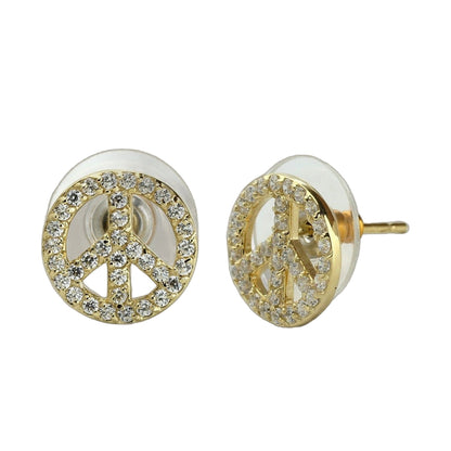 Pave Peace 925 Earrings Lauren G Adams, gold pavé crystal hoops pair on Tampa Home & Garden Store