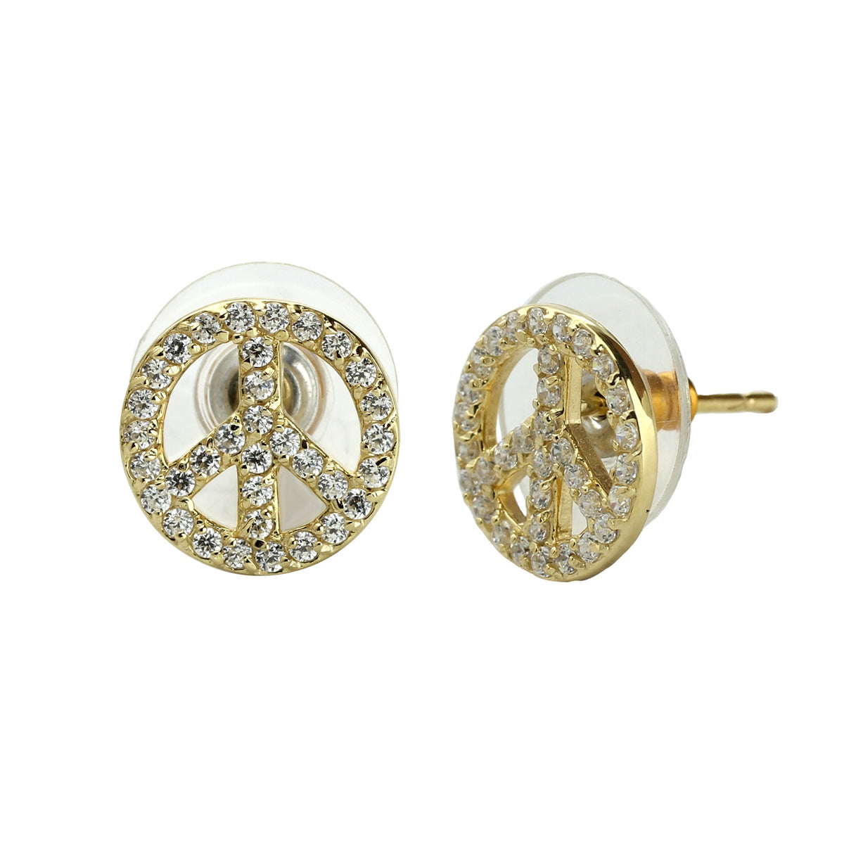 Pave Peace 925 Earrings by Lauren G Adams, gold-tone circular pavé stud pair on Tampa Home & Garden Store