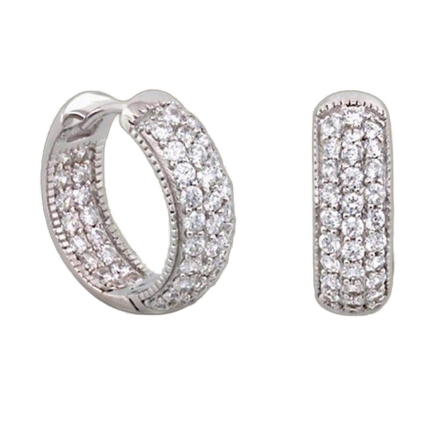 Glamour Pave .925 Earrings set of 2 in sterling silver with pavé diamonds on Tampa Home & Garden Store