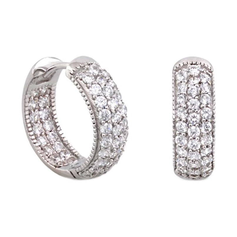 Glamour Pave .925 earrings: pavé diamond hoops and rectangular pave studs by Lauren G Adams on Tampa Home & Garden Store