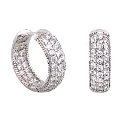 Glamour Pave .925 earrings: pavé diamond hoops and rectangular pave studs by Lauren G Adams on Tampa Home & Garden Store