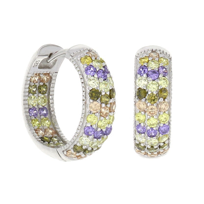 Glamour Pave .925 Earrings by Lauren G Adams, silver hoop earrings with colored pavé stones on Tampa Home & Garden Store