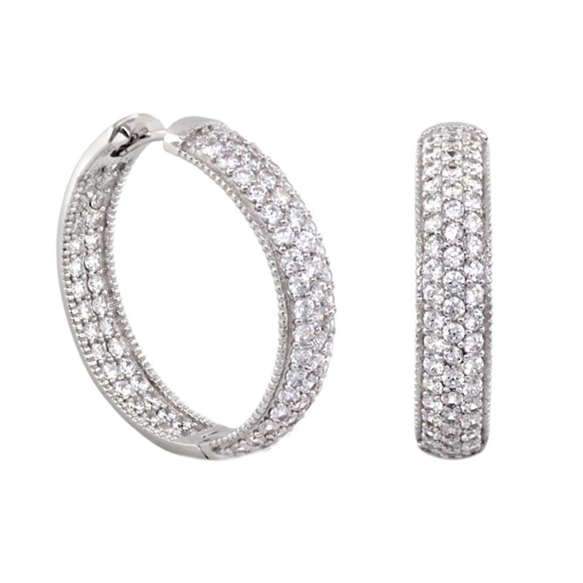 Glamour Pave .925 diamond pave hoop earrings by Lauren G Adams in silver finish on Tampa Home & Garden Store