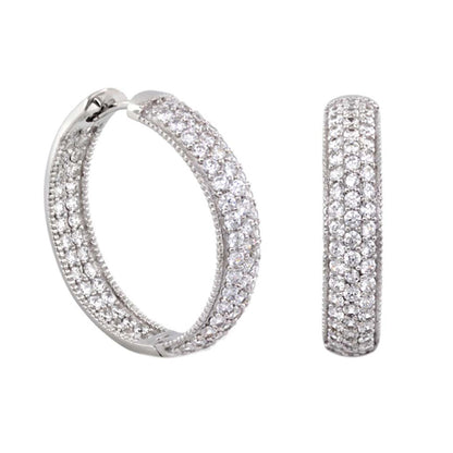 Glamour Pave .925 diamond pave hoop earrings by Lauren G Adams in silver finish on Tampa Home & Garden Store