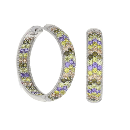 Glamour Pave .925 earrings, silver rainbow pavé hoops by Lauren G Adams on Tampa Home & Garden Store