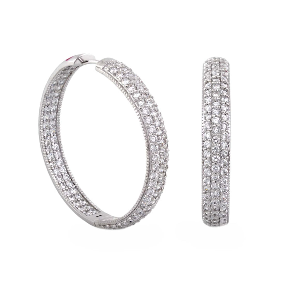 Glamour Pave .925 silver pave diamond hoop earrings pair by Lauren G Adams on Tampa Home & Garden Store