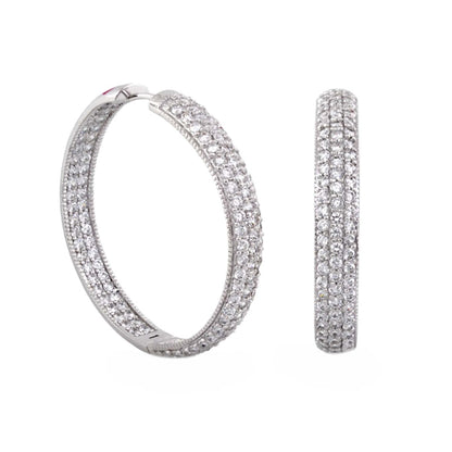 Glamour Pave .925 silver pave diamond hoop earrings pair by Lauren G Adams on Tampa Home & Garden Store