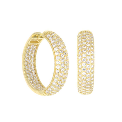 Glamour Pave .925 Earring pair in gold-tone pavé diamonds, Lauren G Adams hoops on Tampa Home & Garden Store