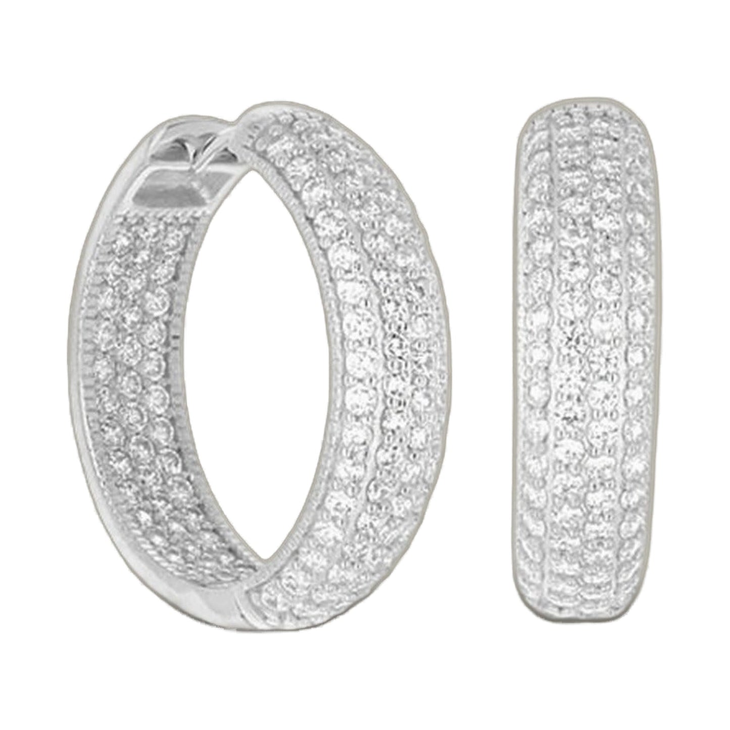 Glamour pave .925 earring by Lauren G Adams, pavé diamond hoop in silver tone on Tampa Home & Garden Store