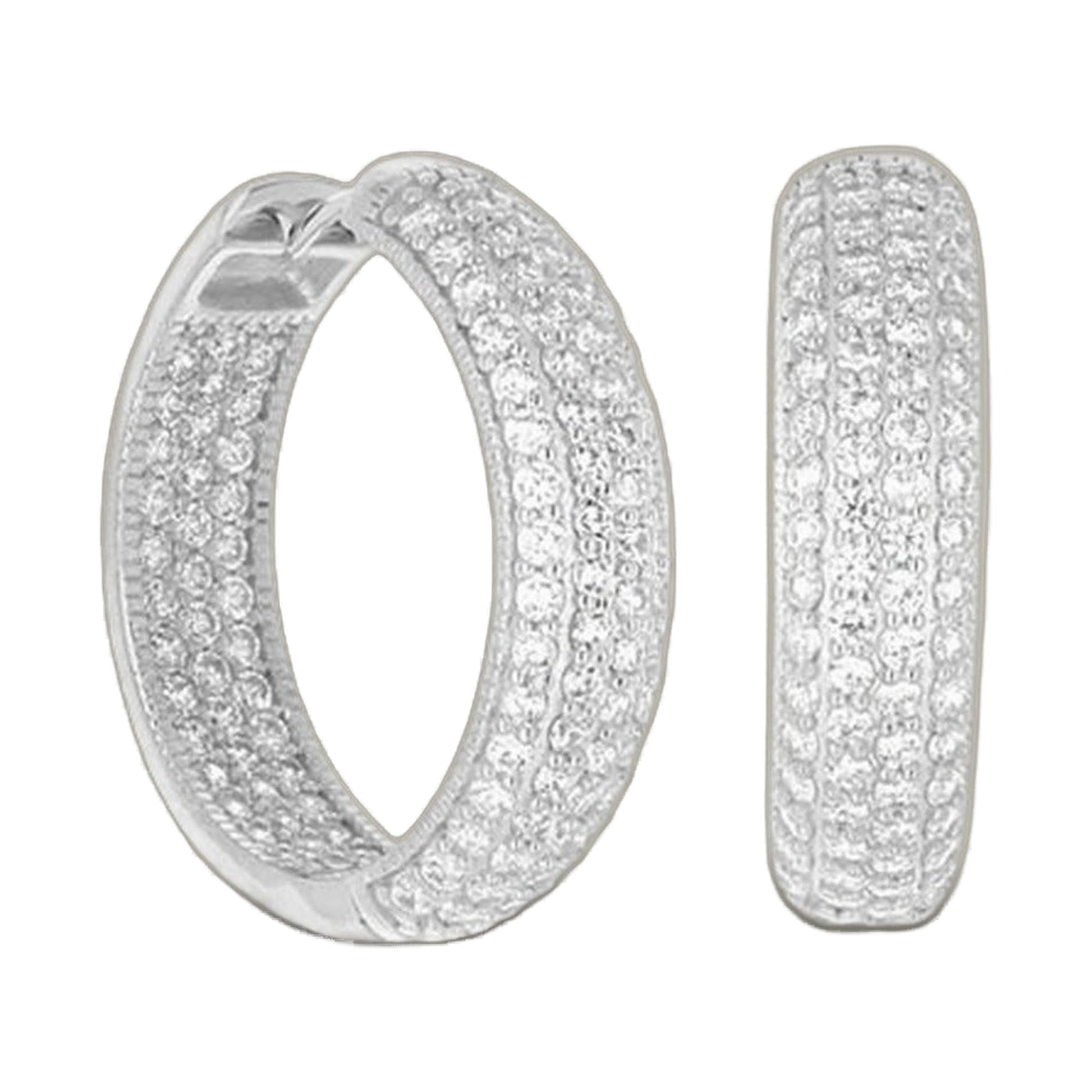 Glamour pave .925 earring by Lauren G Adams, pavé diamond hoop in silver tone on Tampa Home & Garden Store