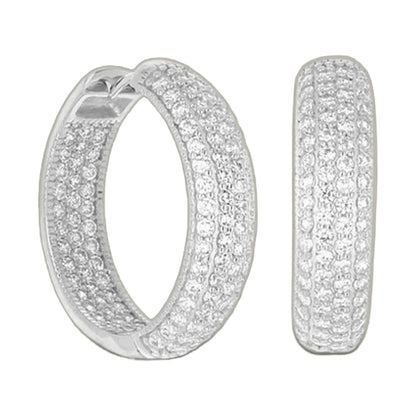 Glamour pave .925 earring by Lauren G Adams, pavé diamond hoop in silver tone on Tampa Home & Garden Store