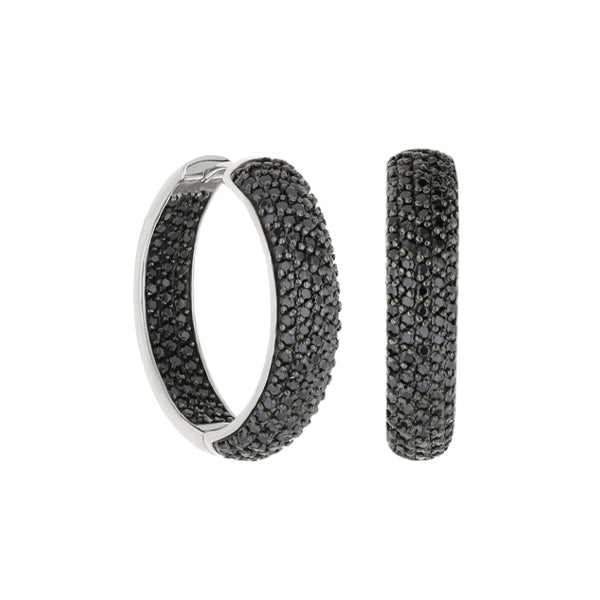 Glamour Pave .925 Earring set pair with black pavé hoops in sterling silver by Lauren G Adams on Tampa Home & Garden Store