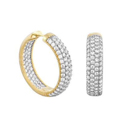 Glamour Pave .925 Earring set of 2: gold and silver pave hoops by Lauren G Adams on Tampa Home & Garden Store