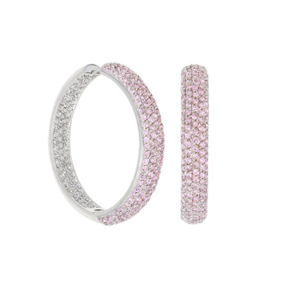 Glamour Pave .925 Earrings set with silver pavé hoop and pink pavé hoop by Lauren G Adams Collections (2 pieces) on Tampa Home & Garden Store