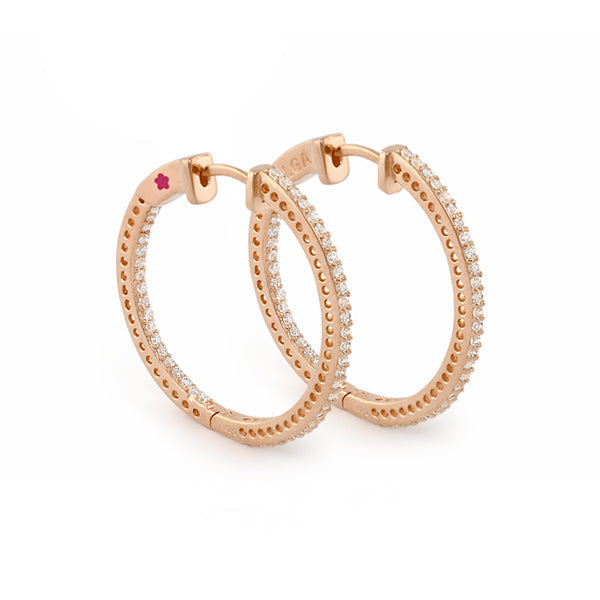 Sterling Silver and 18 Karat Gold Paved Hoops
