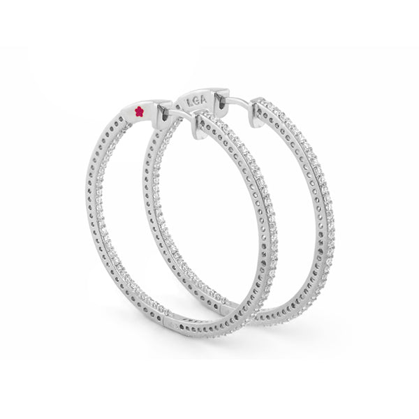 Sterling Silver and 18 Karat Gold Paved Hoops
