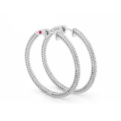 Sterling Silver and 18 Karat Gold Paved Hoops