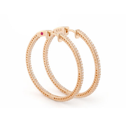Sterling Silver and 18 Karat Gold Paved Hoops