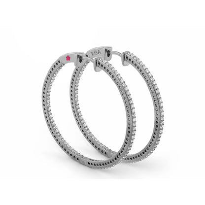 Sterling Silver and 18 Karat Gold Paved Hoops