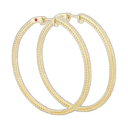 Sterling Silver and 18 Karat Gold Paved Hoops