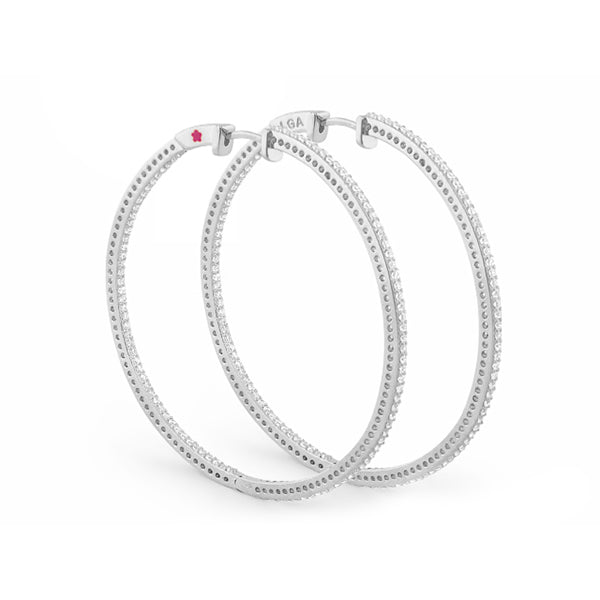 Sterling Silver and 18 Karat Gold Paved Hoops