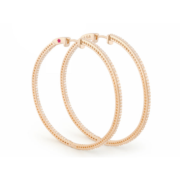 Sterling Silver and 18 Karat Gold Paved Hoops