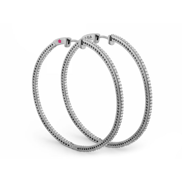 Sterling Silver and 18 Karat Gold Paved Hoops