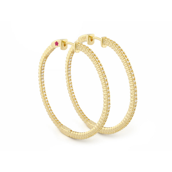 Glamour Pave Earrings .925, pair of gold-tone pave hoop earrings by Lauren G Adams on Tampa Home & Garden Store