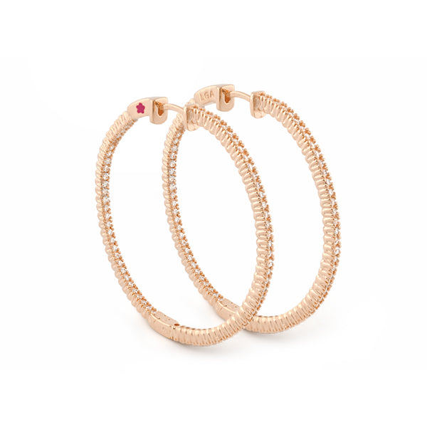 Glamour Pave Earrings .925 rose gold pave hoop pair, Lauren G Adams on Tampa Home & Garden Store