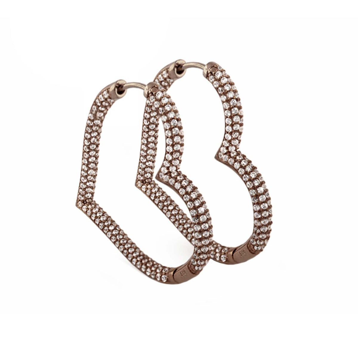 Glamour Pave 925 Earrings rose gold pavé diamonds, Lauren G Adams, hoop earrings, pair on Tampa Home & Garden Store