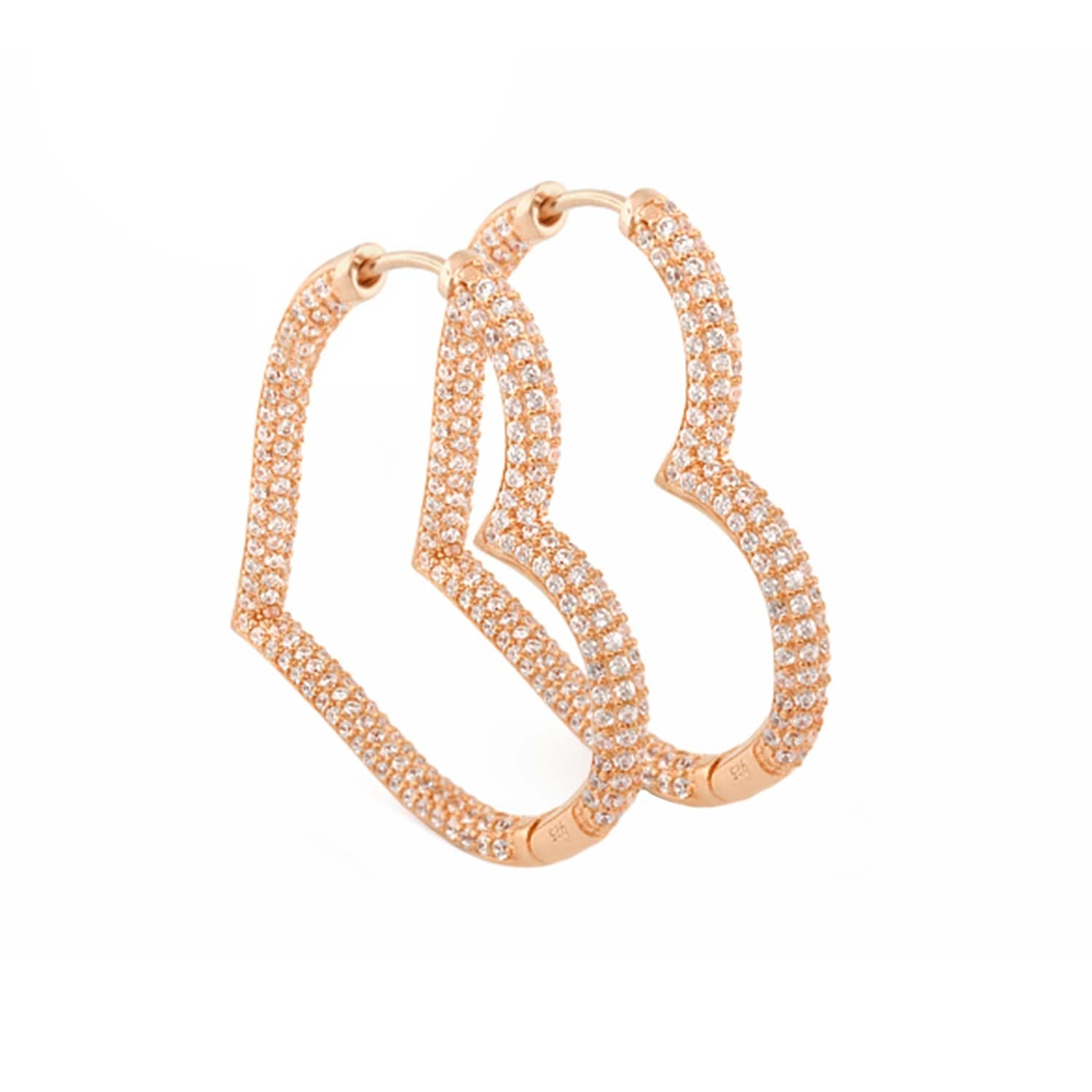 Glamour Pave 925 Earrings rose gold pave crystals hoops Lauren G Adams on Tampa Home & Garden Store