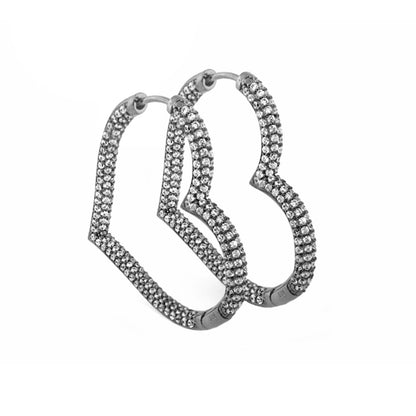 Glamour Pave 925 Earrings, pair of silver-tone pave-set hoops by Lauren G Adams on Tampa Home & Garden Store