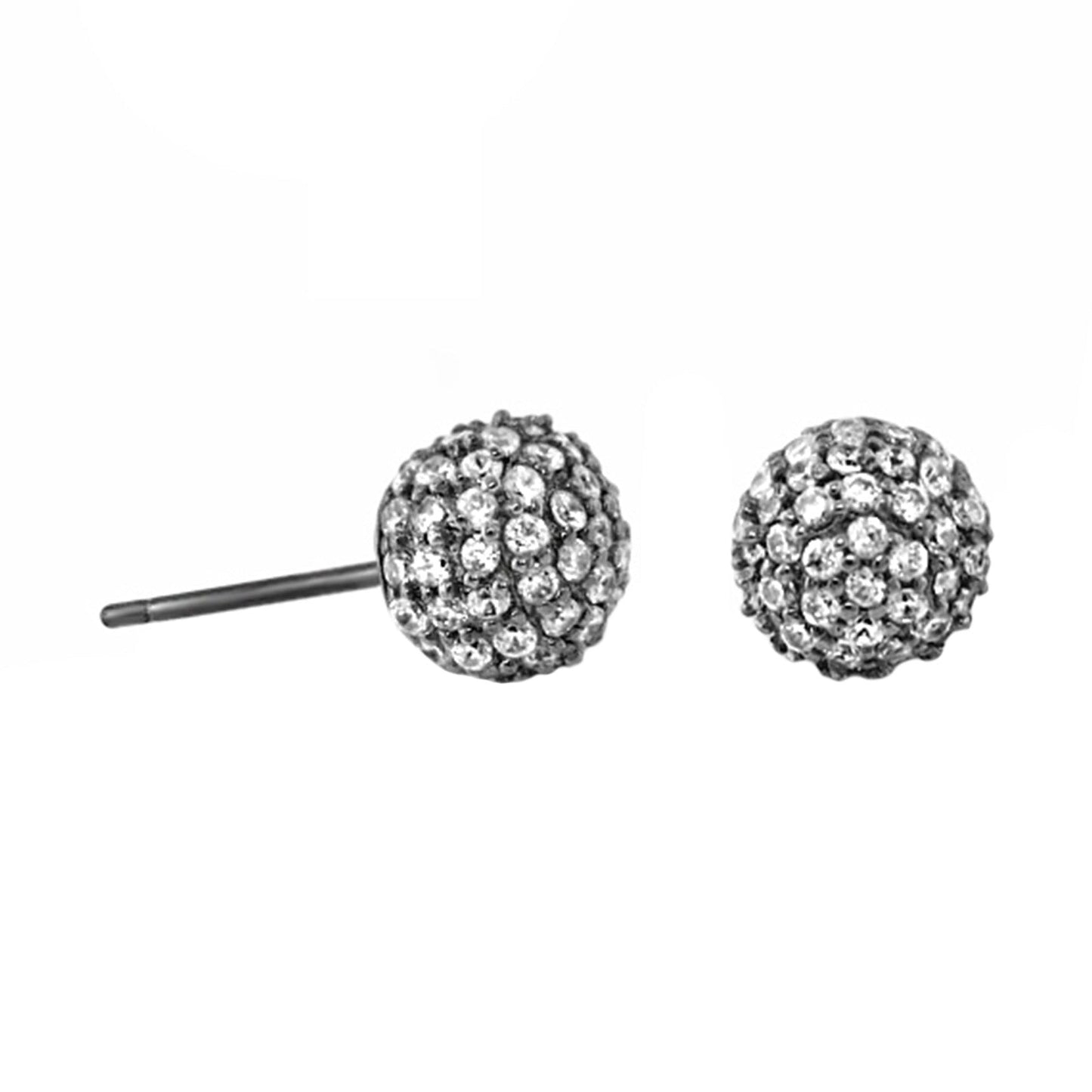 Glamour Pave .925 Earrings by Lauren G Adams; pair of sterling silver pavé ball studs on Tampa Home & Garden Store
