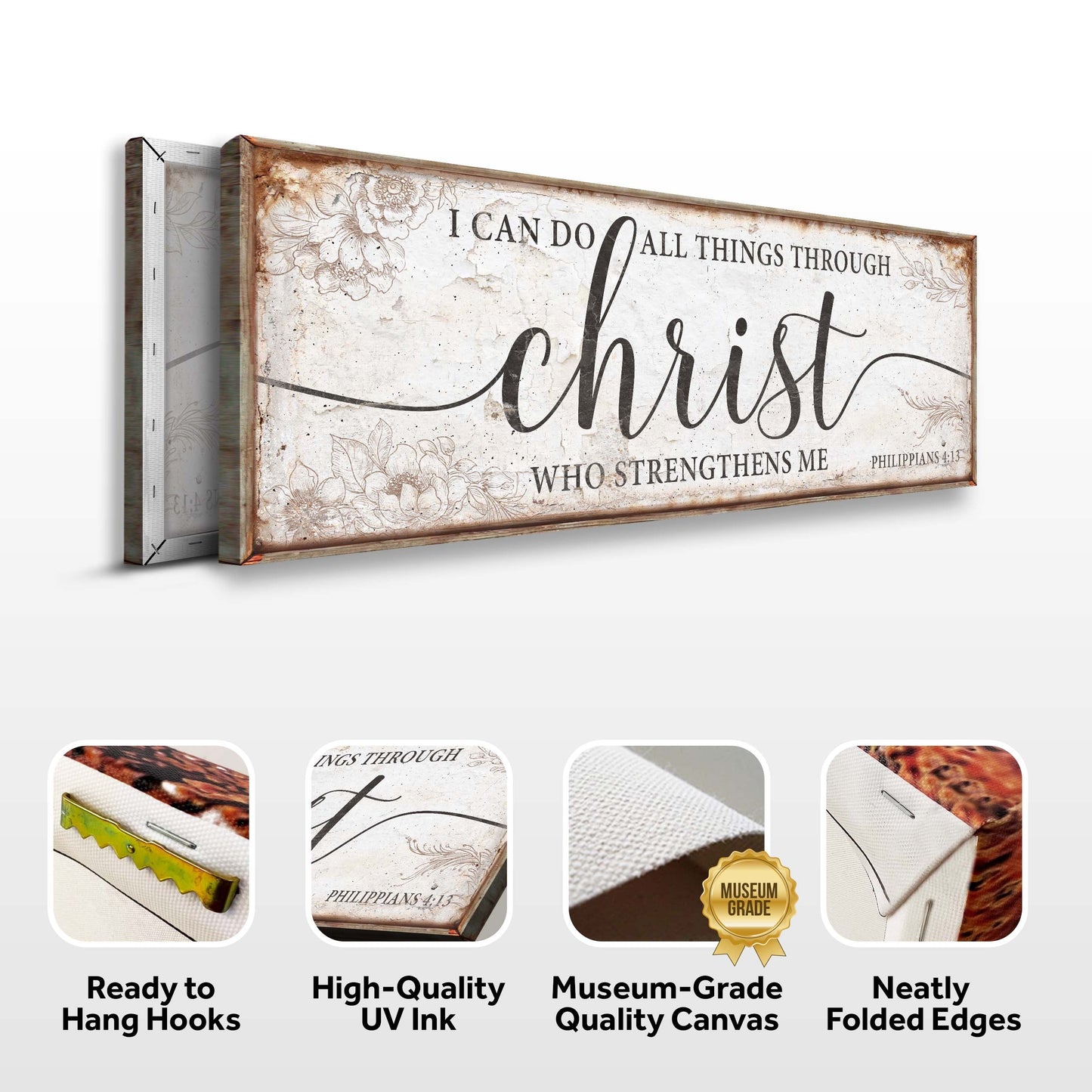 Canvas I Can Do All Things Through Christ Who Strengthens Me Tailored Canvases rustic frame on Tampa Home & Garden Store