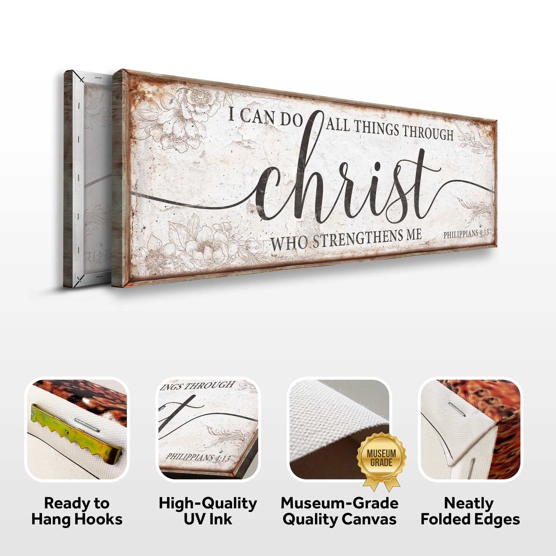 Canvas I Can Do All Things Through Christ Who Strengthens Me Tailored Canvases rustic frame on Tampa Home & Garden Store