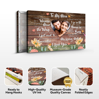 Mother's Day Sign Always My Loving Mother Canvas with rustic wood backdrop Tailored Canvases on Tampa Home & Garden Store