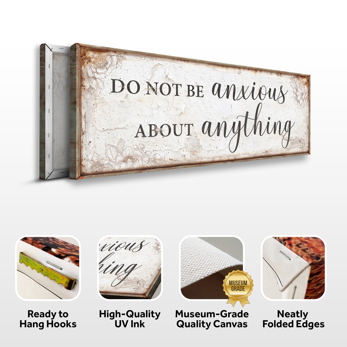 Canvas Do Not Be Anxious About Anything Faith Sign by Tailored Canvases in antique white on Tampa Home & Garden Store