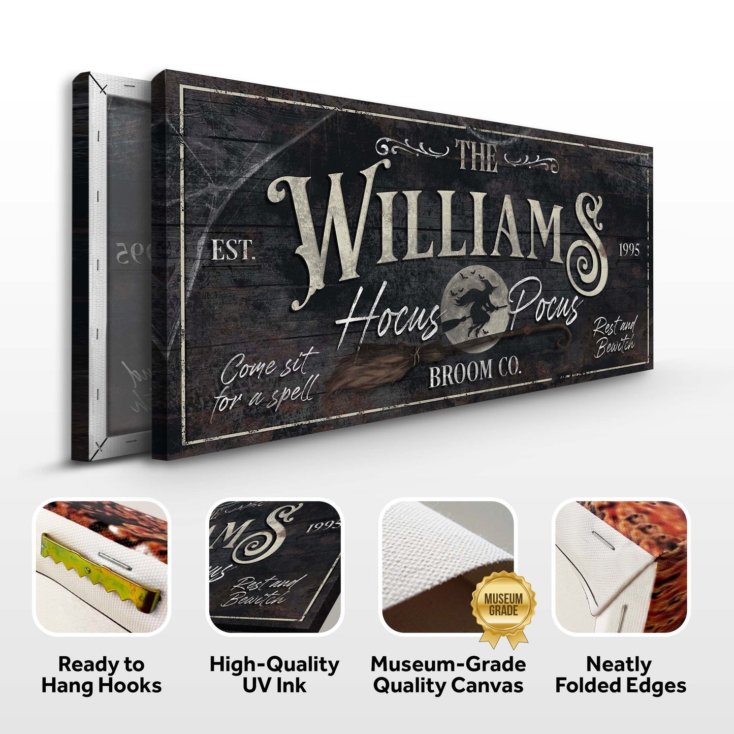 Personalized Hocus Pocus Halloween Sign II canvas by Tailored Canvases, dark rustic on Tampa Home & Garden Store