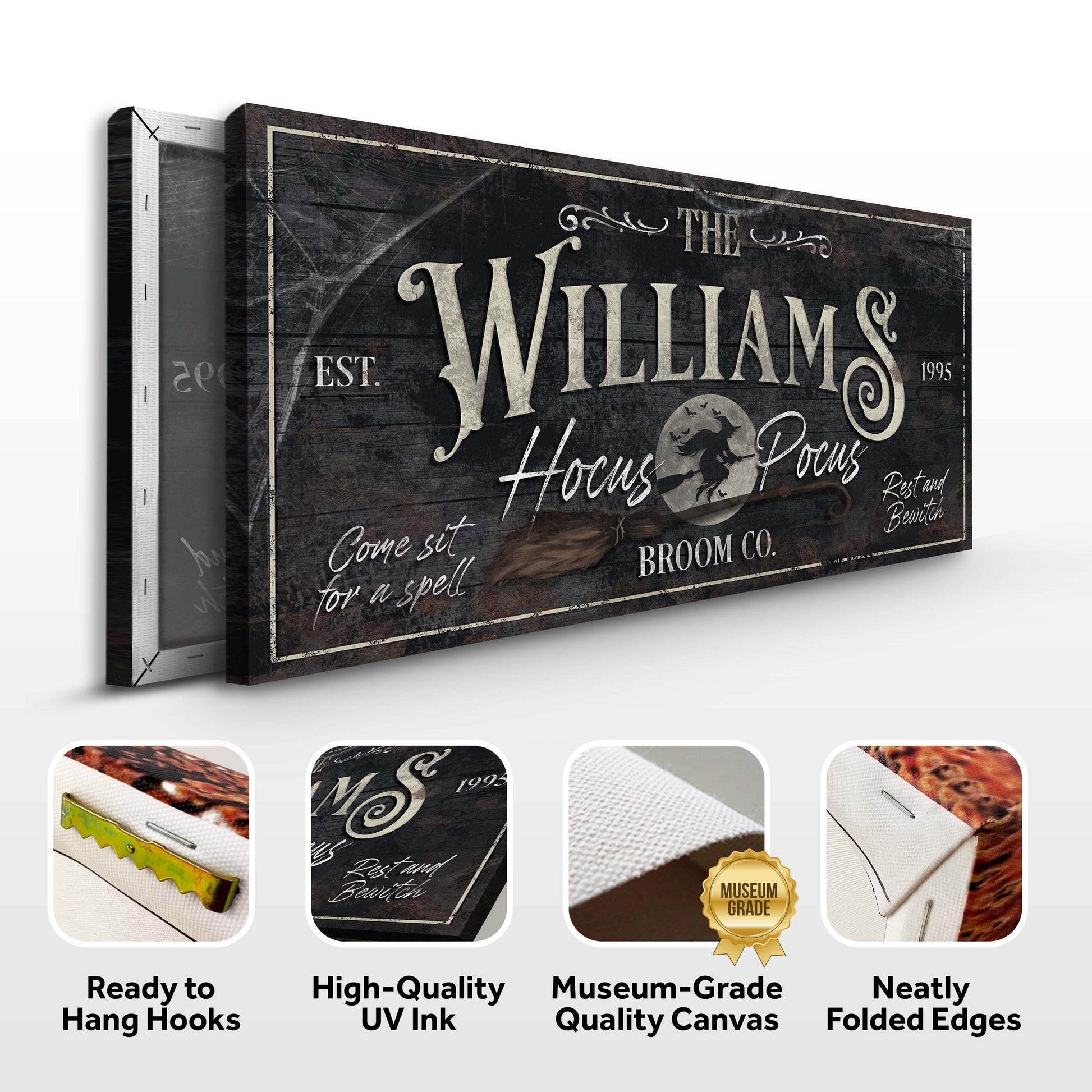Personalized Hocus Pocus Halloween Sign II canvas by Tailored Canvases, dark rustic on Tampa Home & Garden Store
